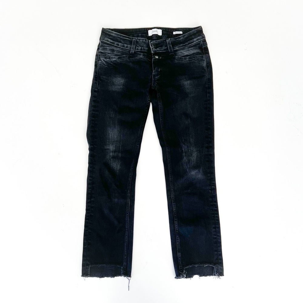 Closed Staley Slim Jeans Stepped Frayed Hems Black
